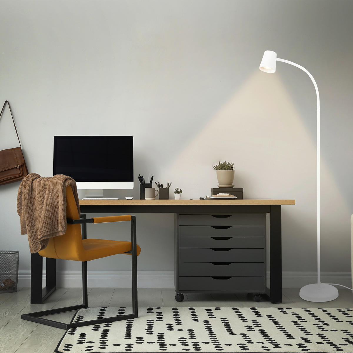 LED-STEHLEUCHTE 42.5/127.5 cm    - Weiß, Design, Kunststoff/Metall (42.5/127.5cm)