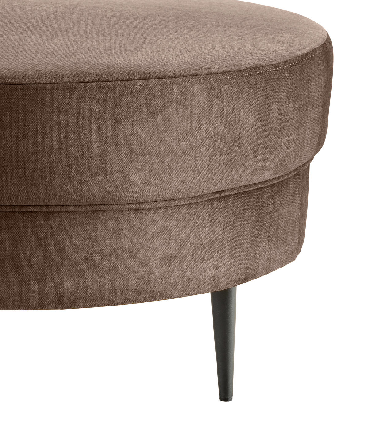 OTTOMANE in Velours Hellbraun  - Hellbraun/Schwarz, Modern, Textil/Metall (211/85/101cm) - Livetastic