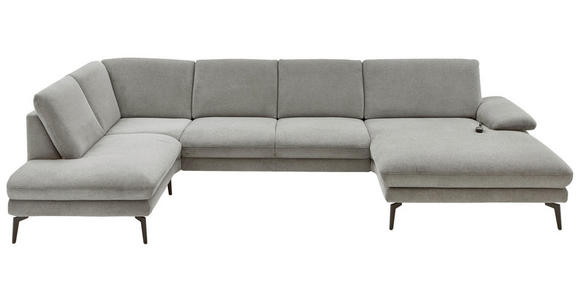 WOHNLANDSCHAFT Arzona Grau Webstoff  - Schwarz/Grau, Design, Textil/Metall (208/344/180cm) - Dieter Knoll