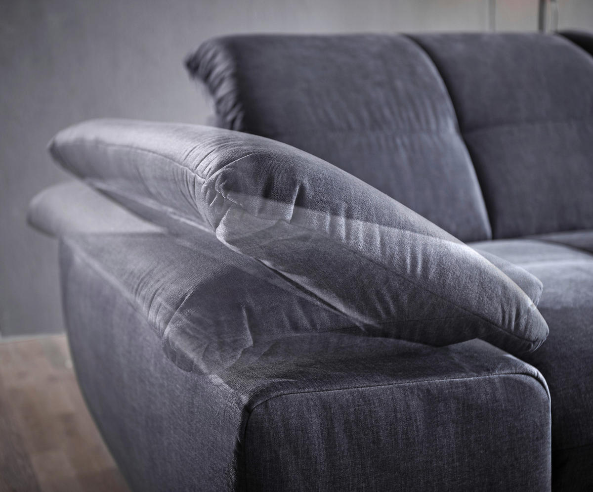 ECKSOFA, velur siva  - črna/siva, Design, tekstil (297/204cm) - Xora