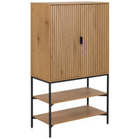 VISOKA KOMODA, barve hrasta  - črna/barve hrasta, Design, kovina/leseni material (80/140/40cm) - Livetastic