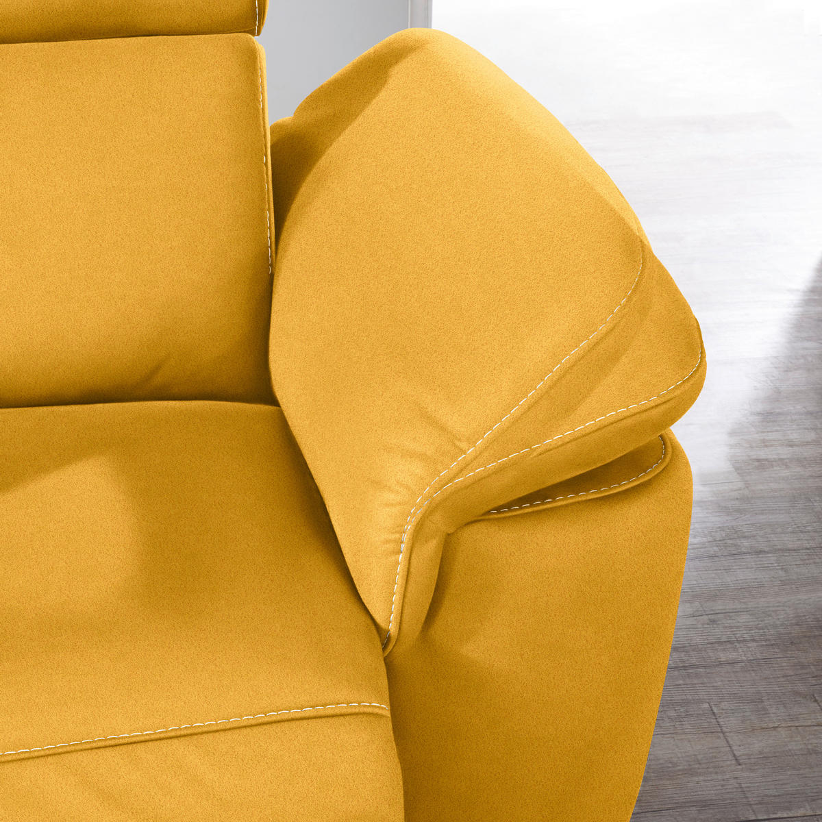 ECKSOFA in Flachgewebe, Mikrofaser Gelb  239/271 cm  - Gelb/Beige, Design, Textil/Metall (239/271cm) - Cantus