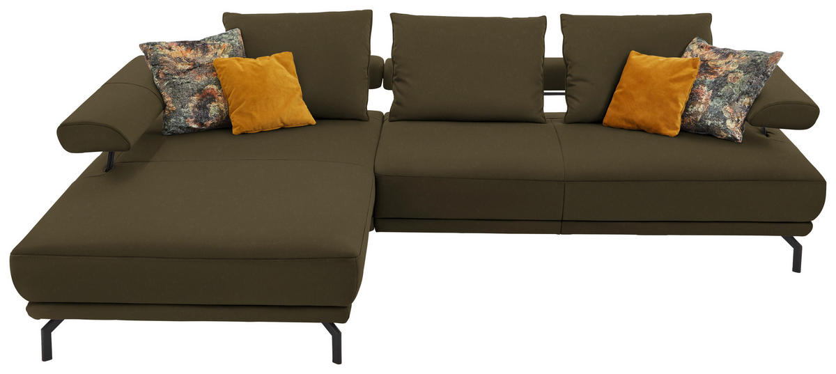 ECKSOFA Echtleder Grün  - Schwarz/Grün, Design, Leder/Metall (224/305cm) - Dieter Knoll
