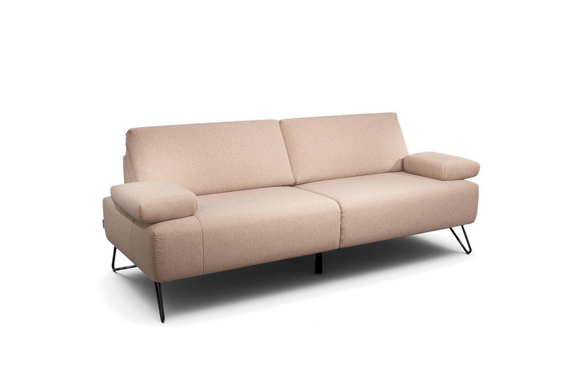 2,5-SITZER Chenille Rosa  - Schwarz/Rosa, Design, Textil/Metall (204-234/85/86-94cm) - SENSOO
