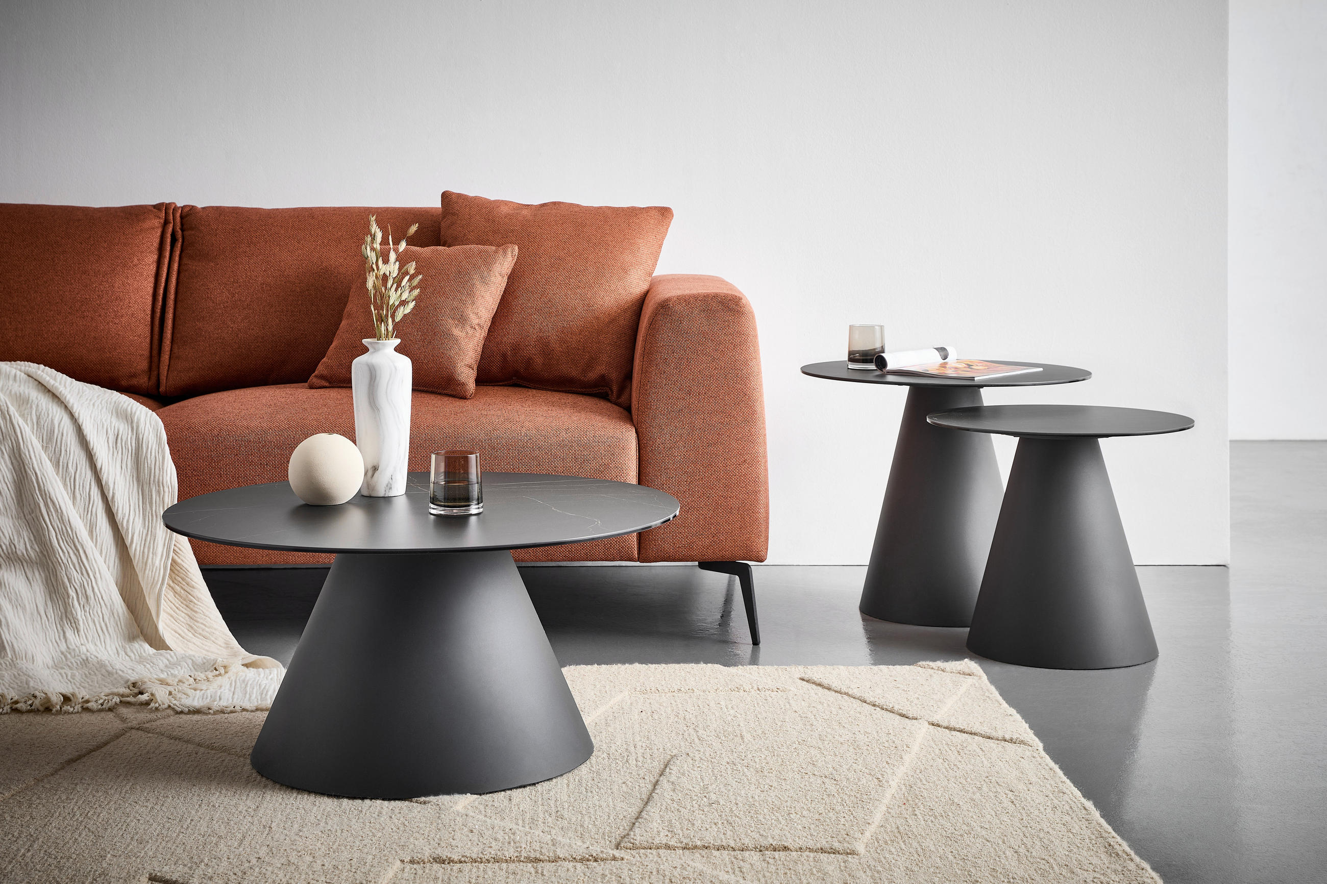 TABLE BASSE in Metall, Glas, Keramik 80/80/38 cm  - Anthrazit/Schwarz, Design, Glas/Keramik (80/80/38cm) - Dieter Knoll