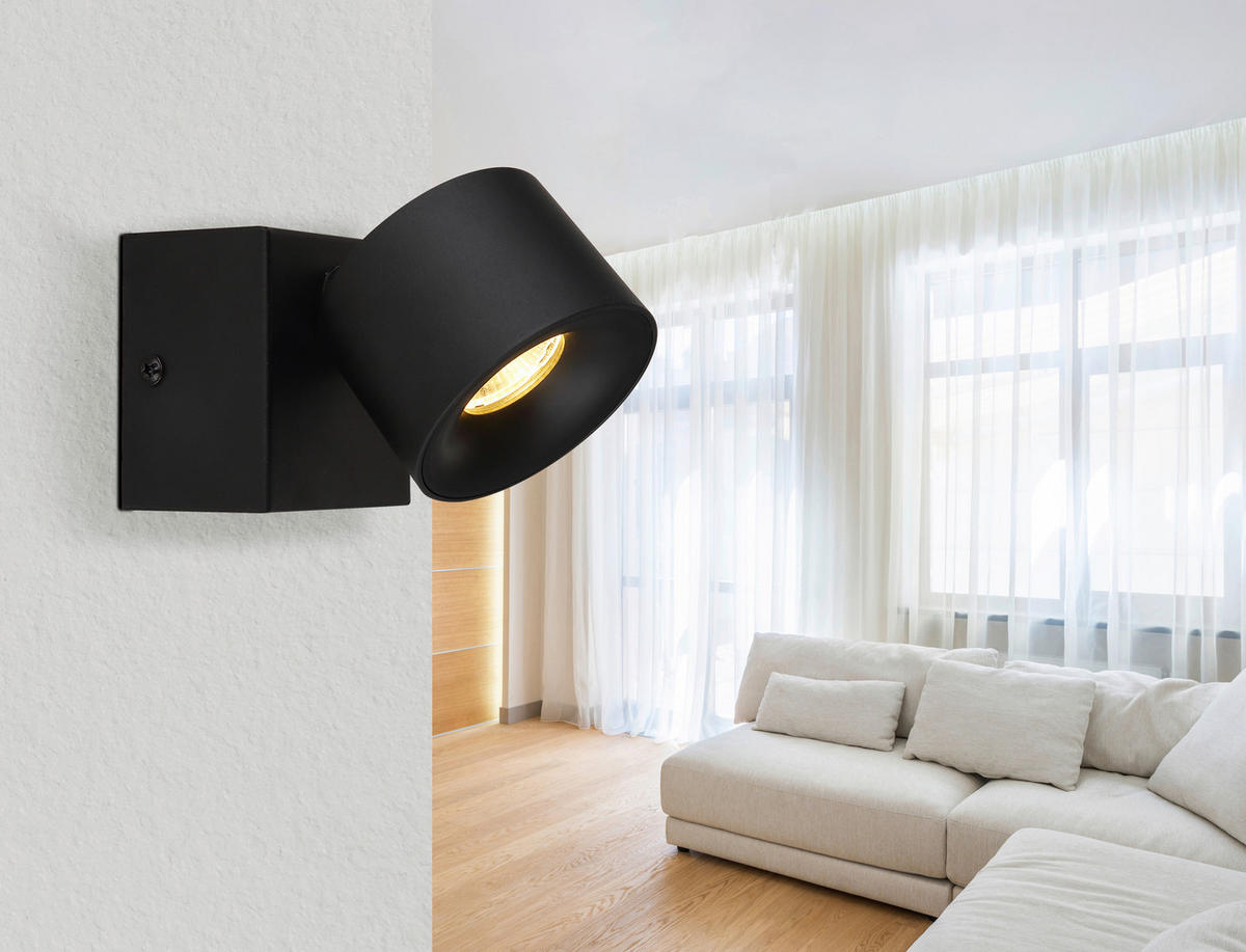 LED ZÁŘIČ, 7,2/7,2/9,5 cm - černá/průhledné, Design, kov/plast (7,2/7,2/9,5cm) - Globo