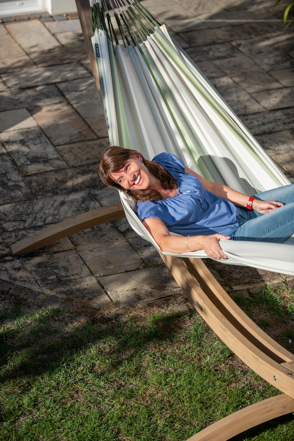 HÄNGEMATTE double outdoor  - Weiß/Hellgrün, KONVENTIONELL, Textil (160/350cm) - La Siesta