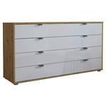 SIDEBOARD  141/70/43 cm 4 Schublade(n)  - Schieferfarben/Eiche Bianco, KONVENTIONELL, Glas/Holzwerkstoff (141/70/43cm) - Dieter Knoll