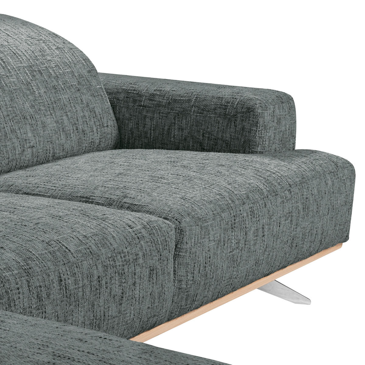 ECKSOFA PORTLAND Anthrazit Struktur Kopfteilverstellung  - Chromfarben/Anthrazit, Design, Holz/Textil (187/295cm) - Livetastic