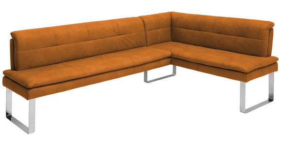 ECKBANK 213/154 cm in Gelb, Chromfarben - Chromfarben/Gelb, Design, Textil/Metall (213/154cm) - Novel