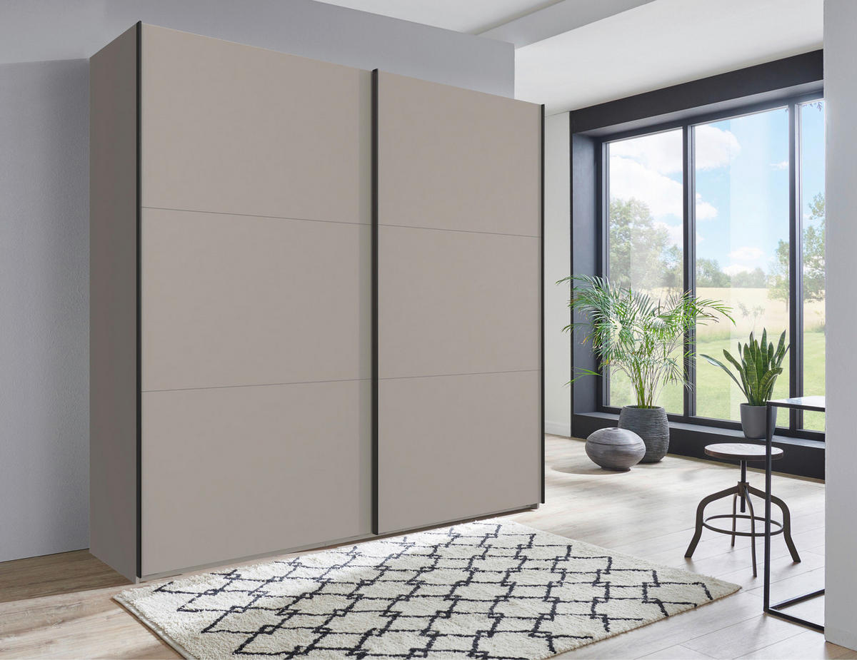 SCHWEBETÜRENSCHRANK 250/216/65 cm 2-türig Sahara  - Schwarz/Sahara, MODERN, Holzwerkstoff/Metall (250/216/65cm) - MID.YOU