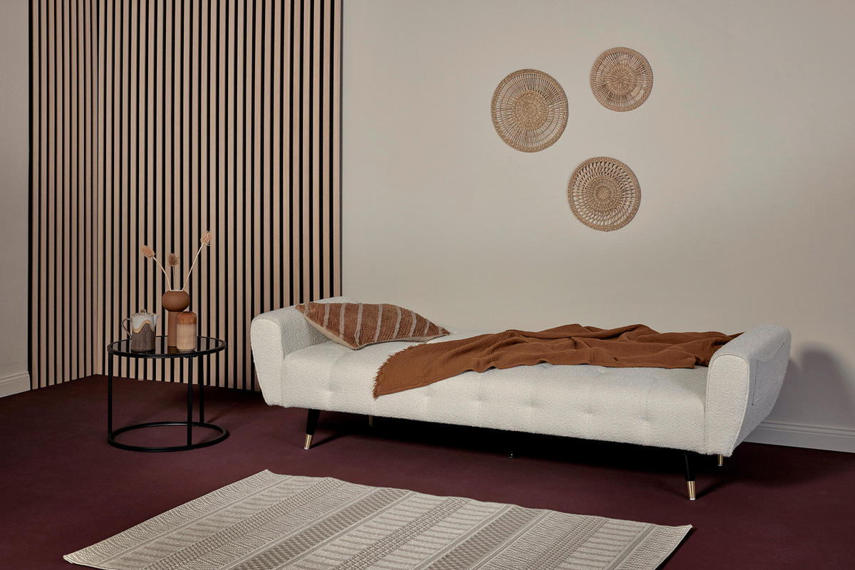 SCHLAFSOFA Bouclé Weiß  - Weiß, MODERN, Holz/Textil (213/83/153/173cm) - MID.YOU