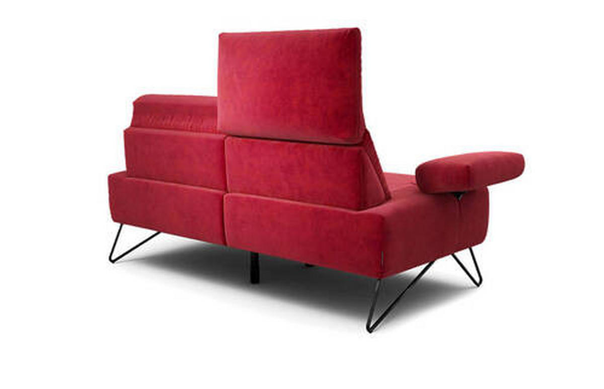 2-SITZER-SOFA in Samt Rot  - Rot/Schwarz, Design, Textil/Metall (164-194/85/86-94cm) - SENSOO