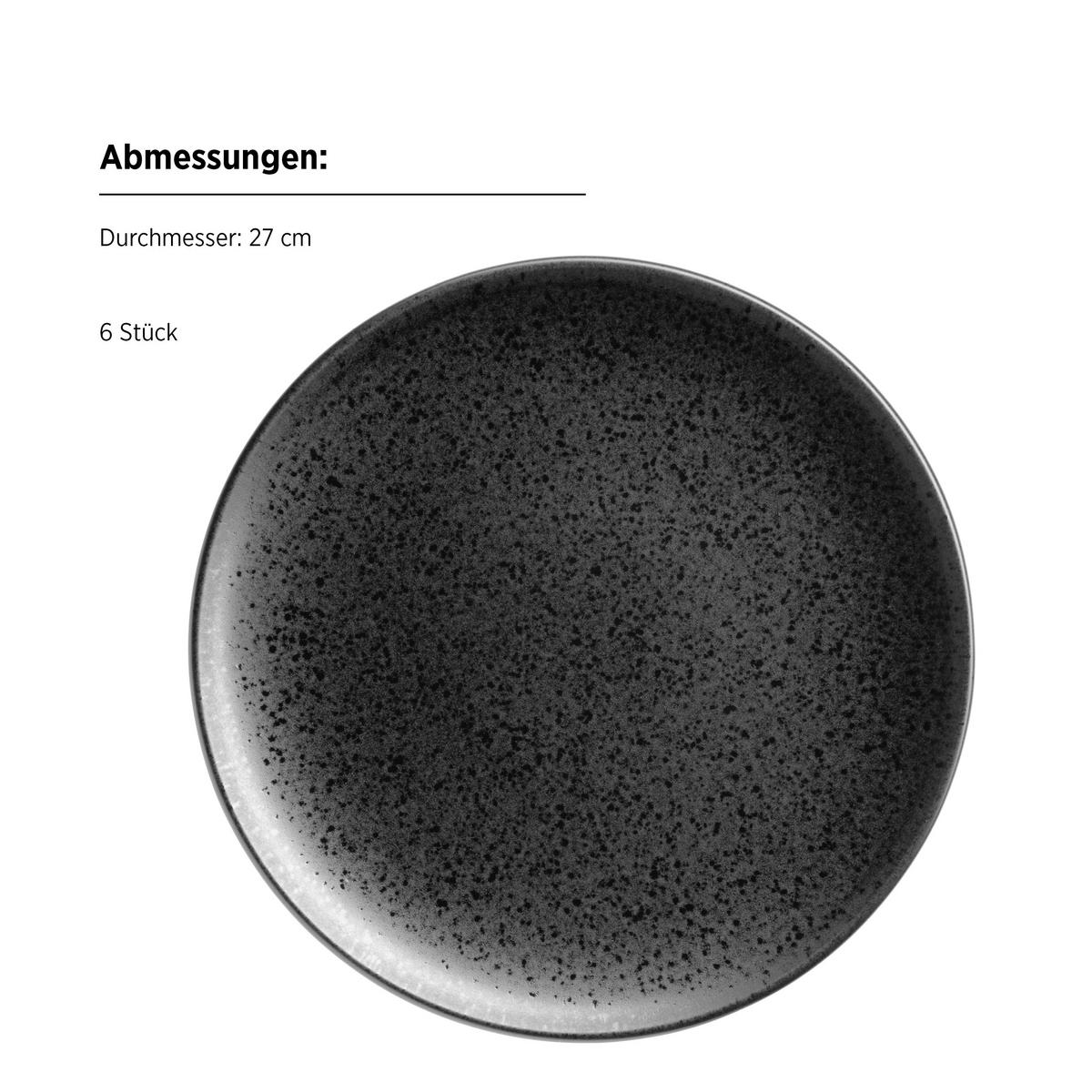 SPEISETELLERSET ESSENTIAL 6-teilig  - Schwarz, Basics, Keramik (27/2,3cm) - Mäser