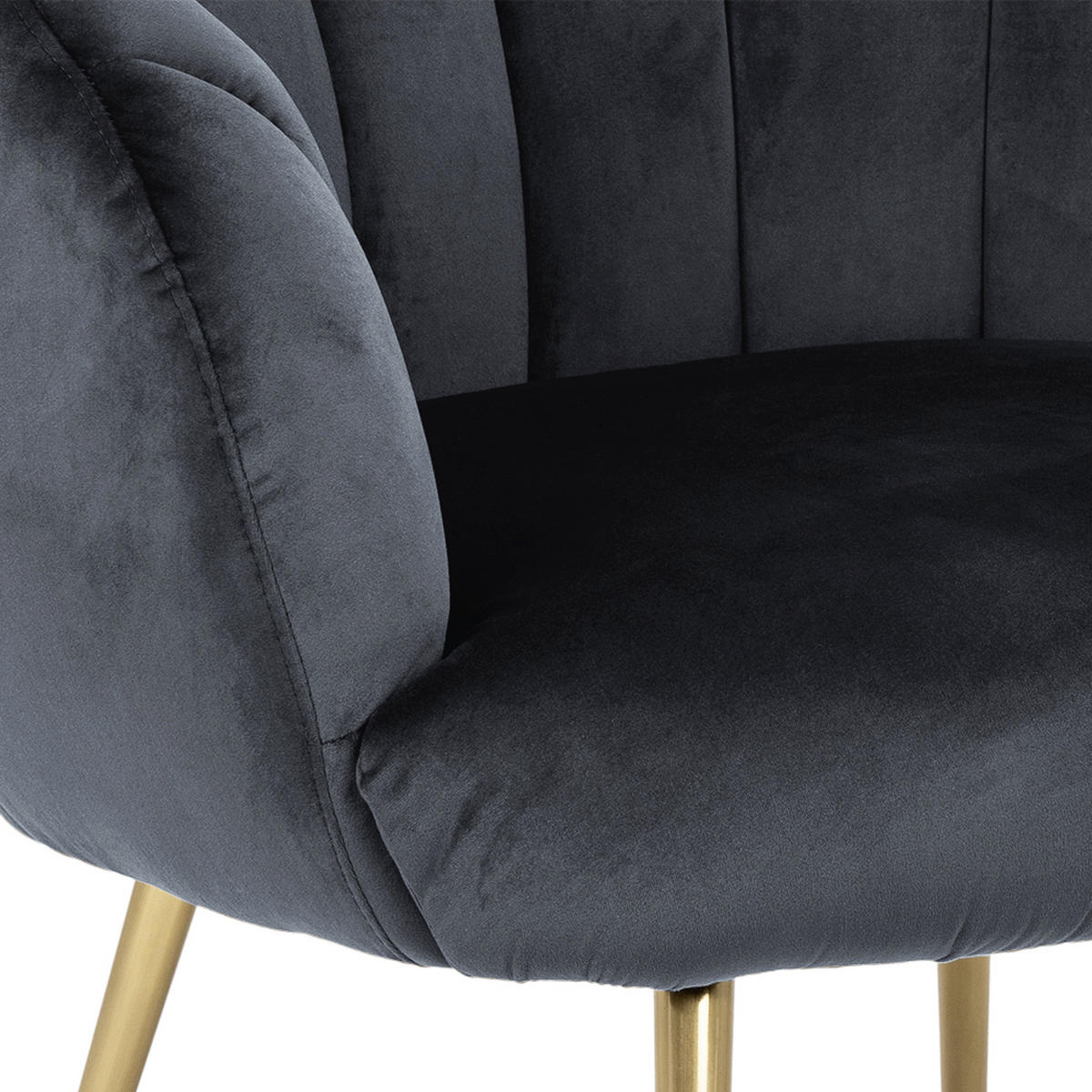 SESSEL in Velours Dunkelgrau  - Dunkelgrau/Goldfarben, Design, Textil/Metall (76/81/76cm) - Livetastic