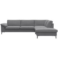 ECKSOFA Grau Chenille, Webstoff, Flachgewebe  - Schwarz/Alufarben, Design, Textil/Metall (279/225cm) - Livetastic