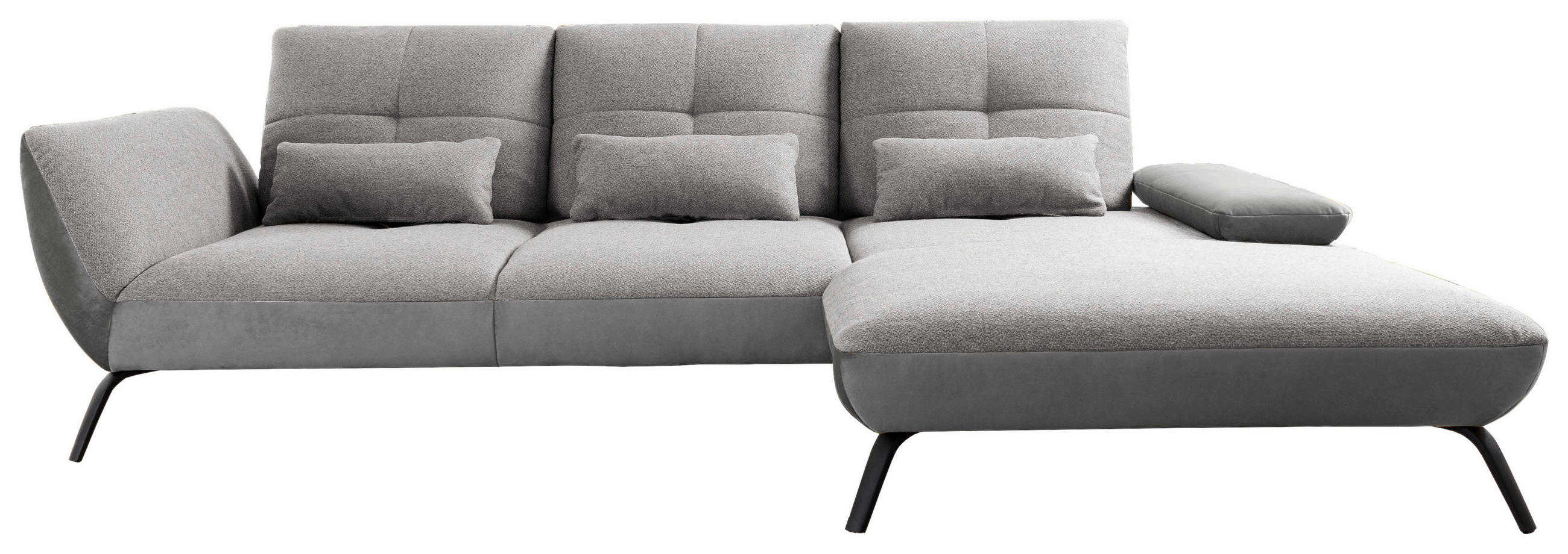 WOHNLANDSCHAFT Silberfarben, Hellgrau Flachgewebe  - Silberfarben/Hellgrau, MODERN, Textil/Metall (301/191cm) - Livetastic