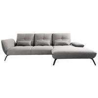WOHNLANDSCHAFT Silberfarben, Hellgrau Flachgewebe  - Silberfarben/Hellgrau, MODERN, Textil/Metall (301/191cm) - Livetastic