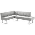 ECKBANK 165/227 cm  in Edelstahlfarben, Hellgrau  - Edelstahlfarben/Hellgrau, Design, Textil/Metall (165/227cm) - Moderano