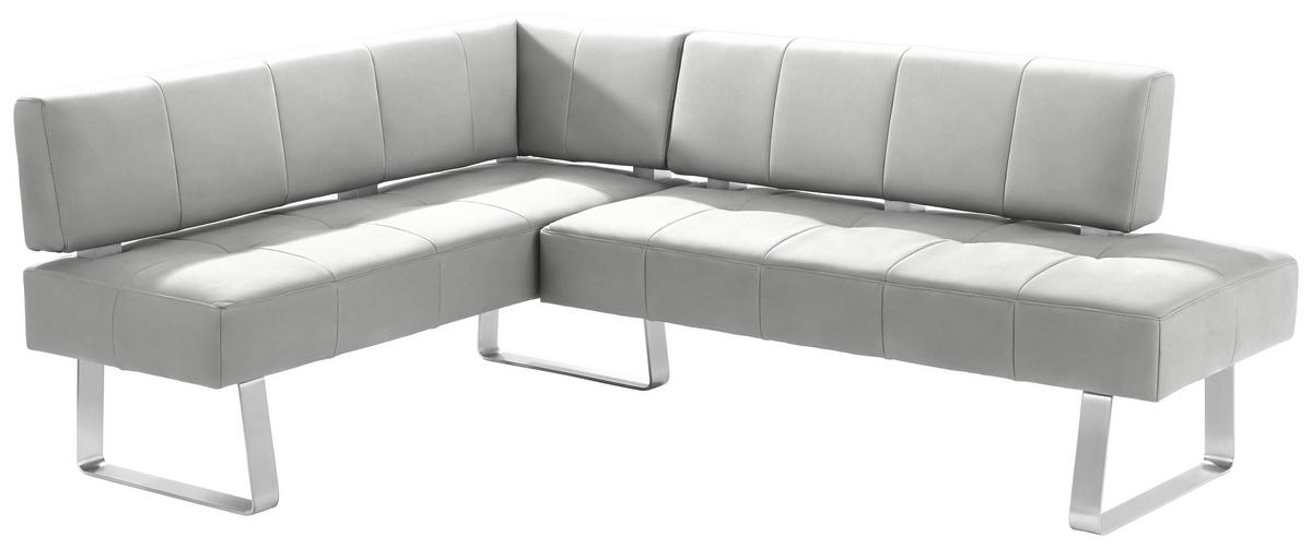 ECKBANK 165/227 cm Mikrofaser Edelstahlfarben, Hellgrau Metall   - Edelstahlfarben/Hellgrau, Design, Textil/Metall (165/227cm) - Moderano
