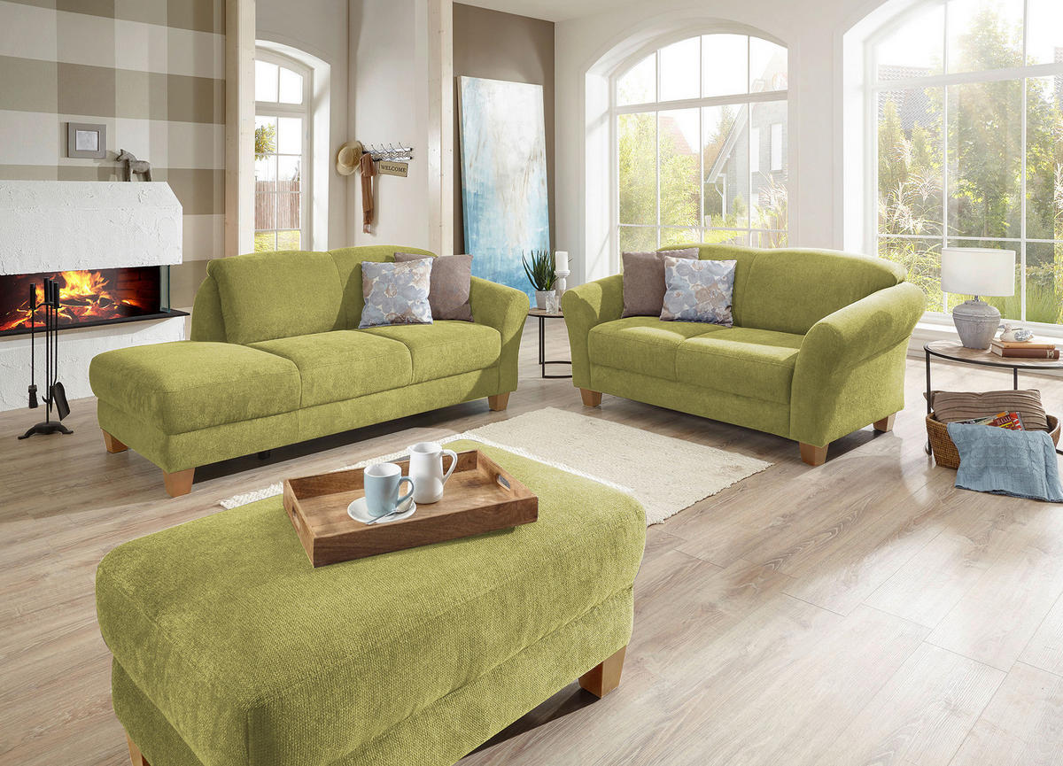HOCKER in Textil Grün  - Naturfarben/Grün, Konventionell, Holz/Textil (101/45/66cm) - Sit & More