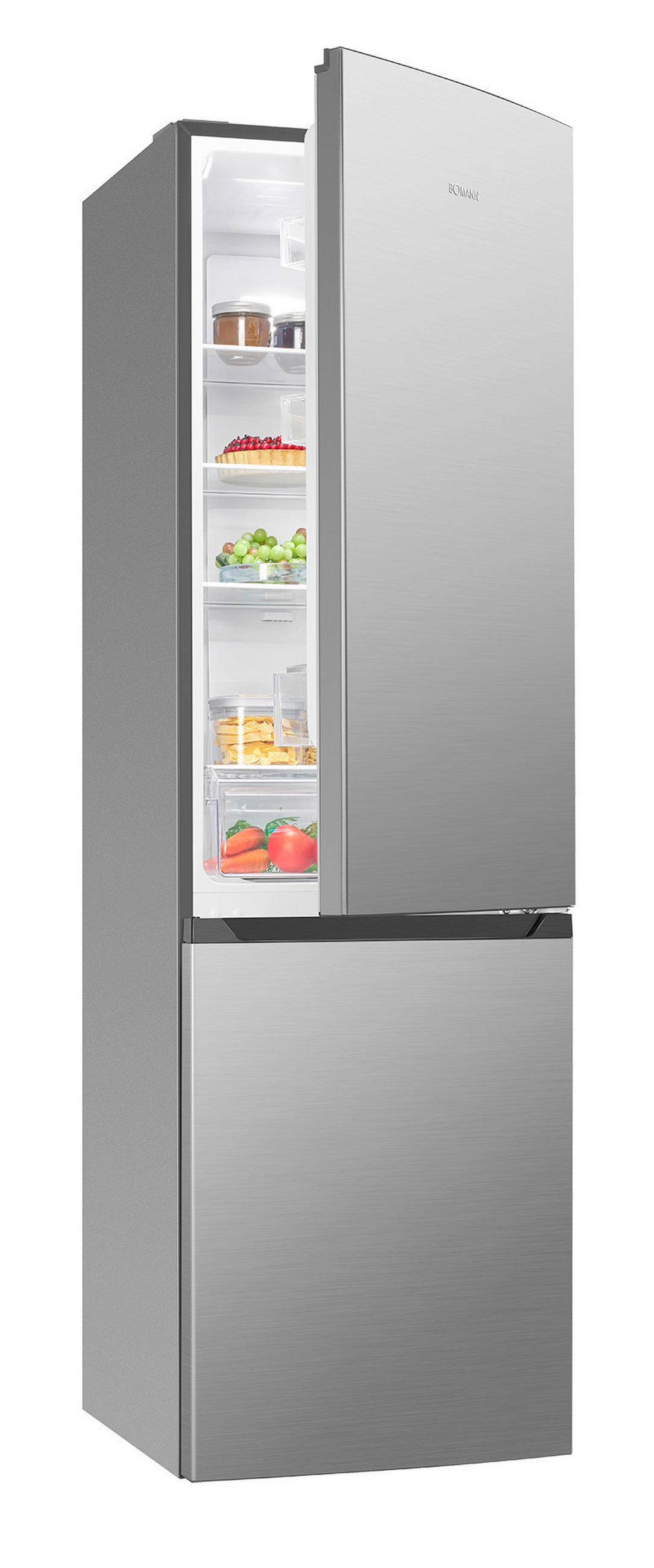 KÜHL-GEFRIER-KOMBINATION 54,5/181/61,6 cm KG 7370  - Edelstahlfarben, Trend, Kunststoff (54,5/181/61,6cm) - Bomann