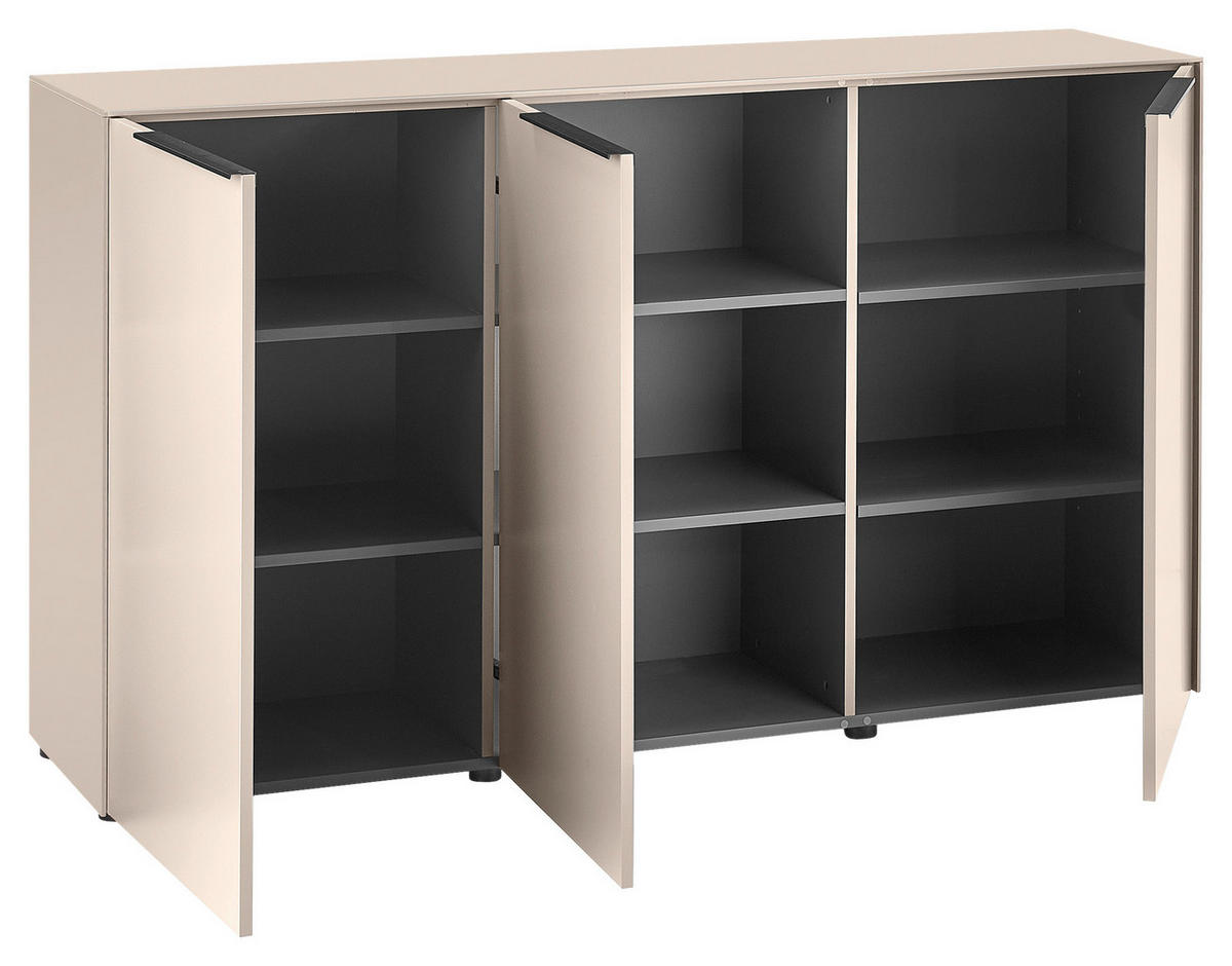 KOMMODE , 150/87/38 cm,  - Kaschmir/Schwarz, Design, Holzwerkstoff/Kunststoff (150/87/38cm) - Voleo