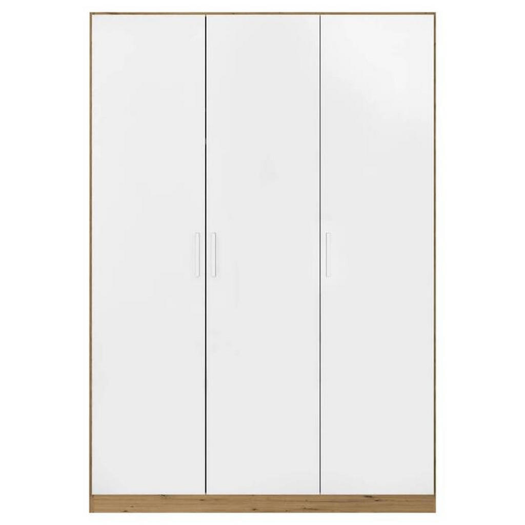 Thumbnail - Rauch Möbel Drehtürenschrank, Eiche Artisan, Weiß Hochglanz, Holzwerkstoff, 1 Fächer, 136x210x54 cm, Blauer Engel, Made ...