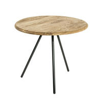 BEISTELLTISCH 50/50/43 cm Eiche massiv Schwarz, Eichefarben rund  - Eichefarben/Schwarz, Trend, Holz/Metall (50/50/43cm)