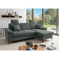 ECKSOFA Chenille Dunkelgrün  - Dunkelgrün/Schwarz, Konventionell, Textil/Metall (245/151cm) - Livetastic
