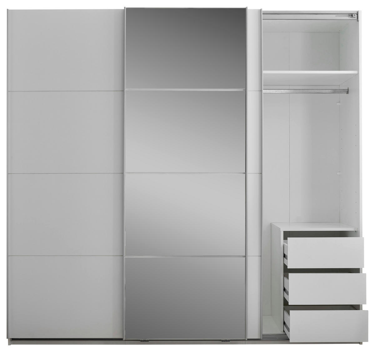 ORMAR S KLIZNIM VRATIMA bijela   - bijela/boje aluminija, Konvencionalno, staklo/drvni materijal (215/204/63cm) - Hom`in