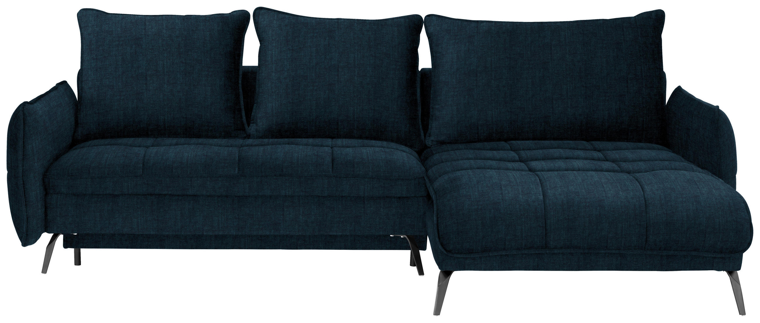 ECKSOFA in Flachgewebe Dunkelblau  273/180 cm  - Schwarz/Dunkelblau, LIFESTYLE, Textil/Metall (273/180cm) - Hom`in