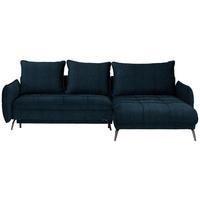 ECKSOFA in Flachgewebe Dunkelblau  - Schwarz/Dunkelblau, Lifestyle, Textil/Metall (273/180cm) - Hom`in