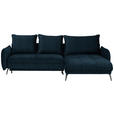 ECKSOFA in Flachgewebe Dunkelblau  - Schwarz/Dunkelblau, LIFESTYLE, Textil/Metall (273/180cm) - Hom`in