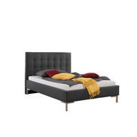 POLSTERBETT 140/200 cm,  in Anthrazit,  - Anthrazit/Silberfarben, MODERN, Textil/Metall (140/200cm) - Livetastic