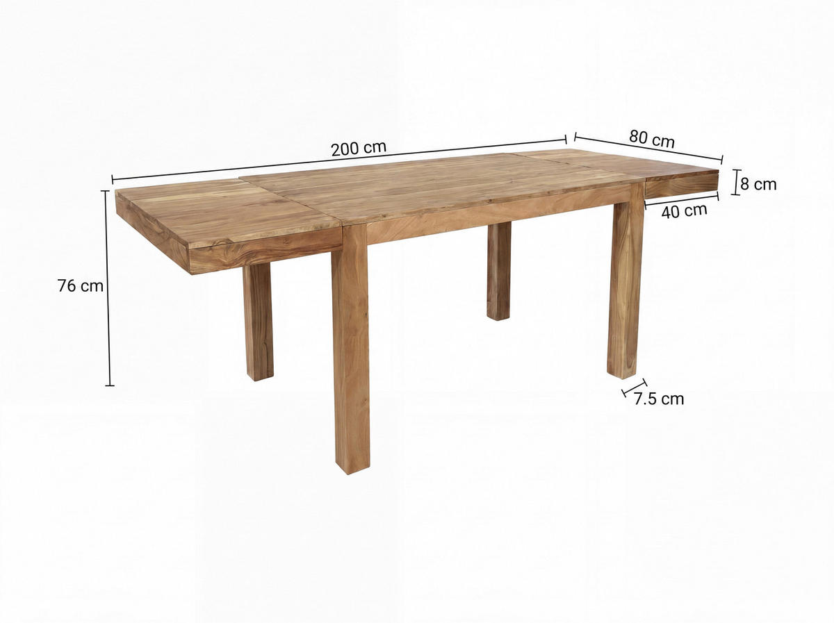ESSTISCH Echtholz  Holz rechteckig Akaziefarben  - Akaziefarben, Design, Holz (120/76/80cm) - Livetastic