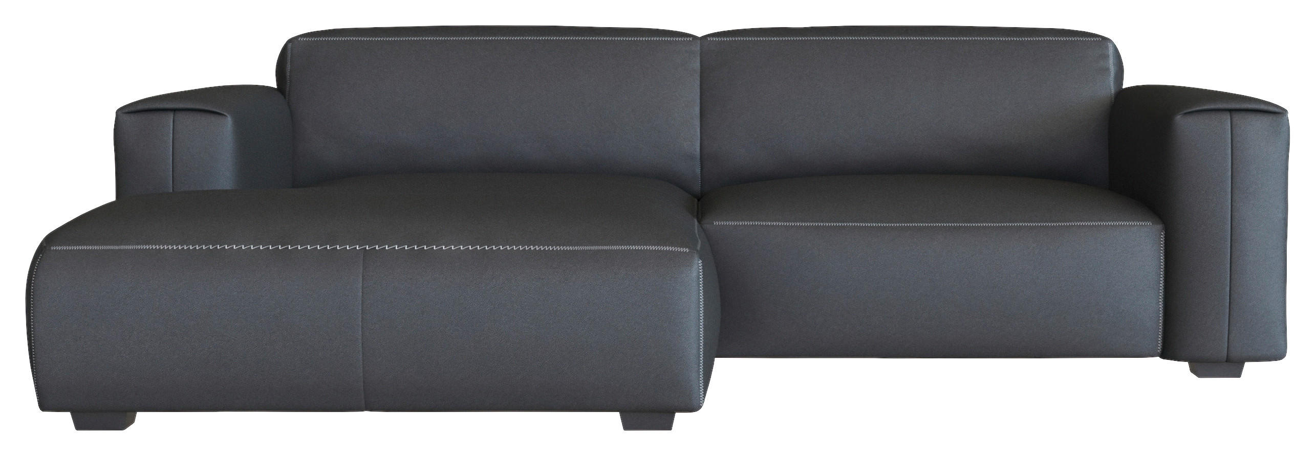 ECKSOFA Schwarz Echtleder Rücken echt  - Schwarz, Design, Leder/Holz (171/252cm) - Livetastic