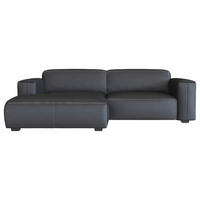 ECKSOFA Schwarz Echtleder Rücken echt  - Schwarz, Design, Leder/Holz (171/252cm) - Livetastic