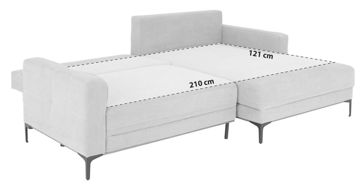 ECKSOFA in Schlammfarben  - Schlammfarben/Schwarz, Modern, Textil/Metall (238/162cm) - Ondega