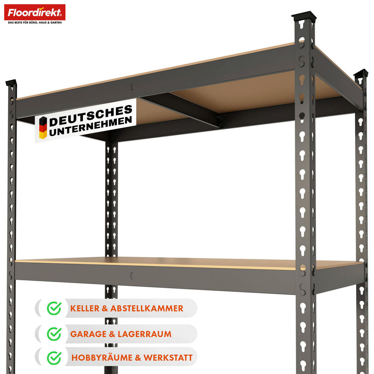 SCHWERLASTREGAL 90/180/45 cm  - Anthrazit, Basics, Naturmaterialien/Metall (90/180/45cm) - Floordirekt