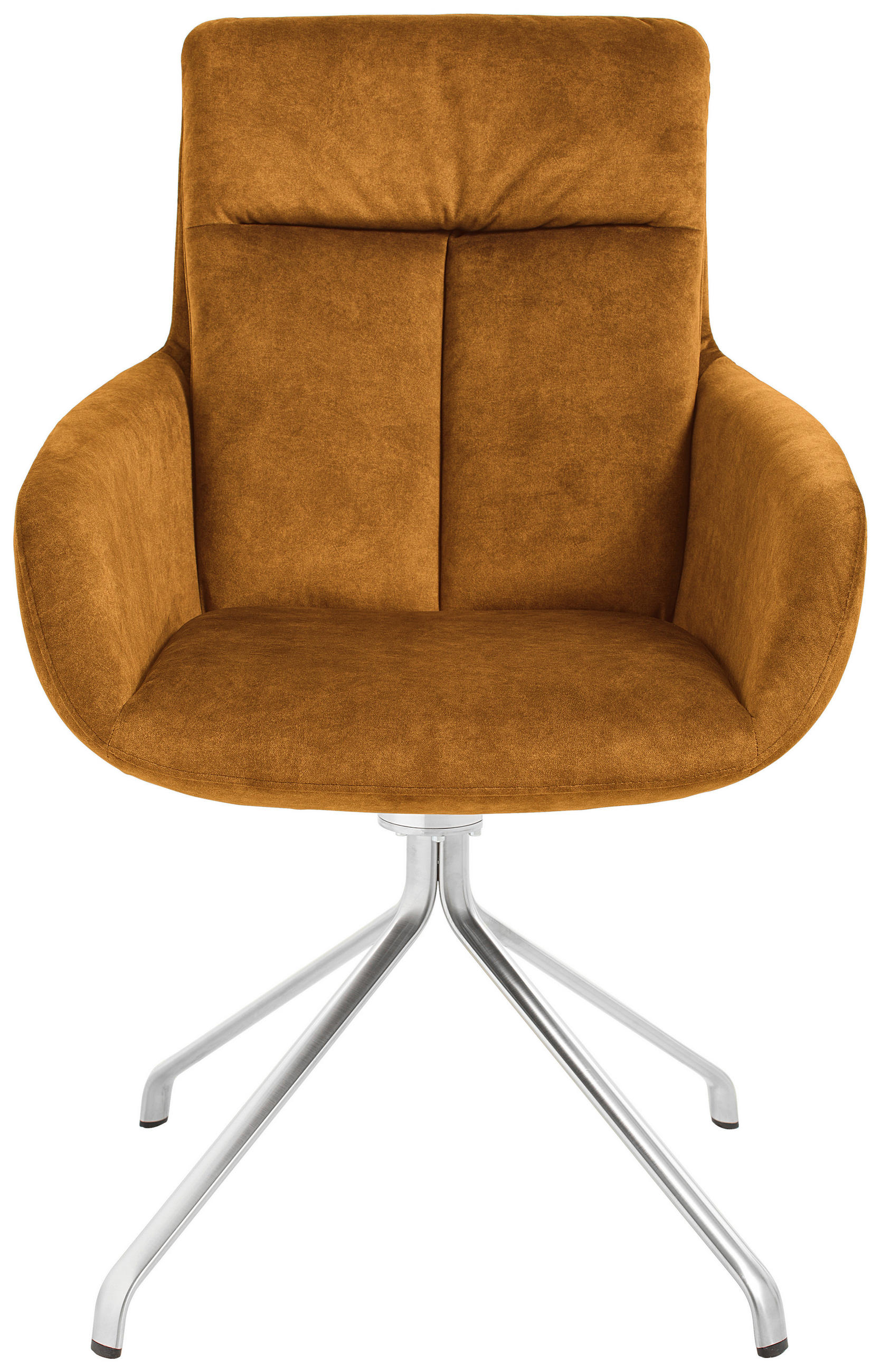 ARMLEHNSTUHL  in Edelstahl Velours  - Edelstahlfarben/Cognac, Design, Textil/Metall (61/90/64cm) - Venjakob