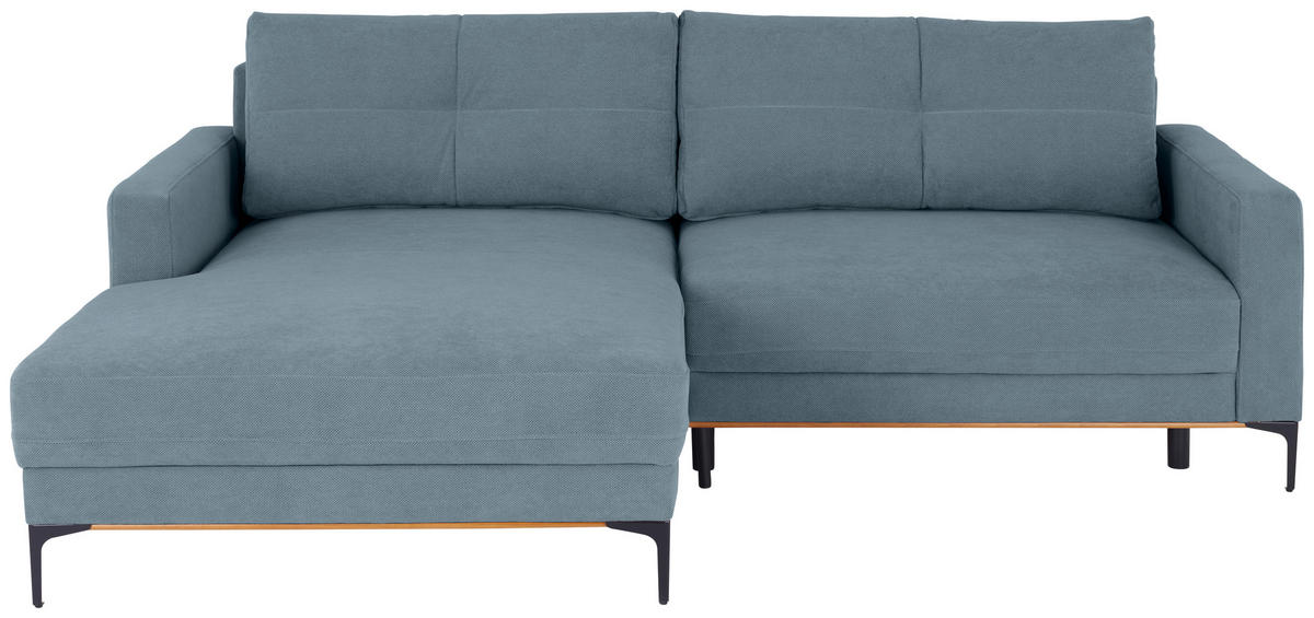 ECKSOFA in Hellblau  - Schwarz/Hellblau, Modern, Textil/Metall (162/238cm) - Ondega