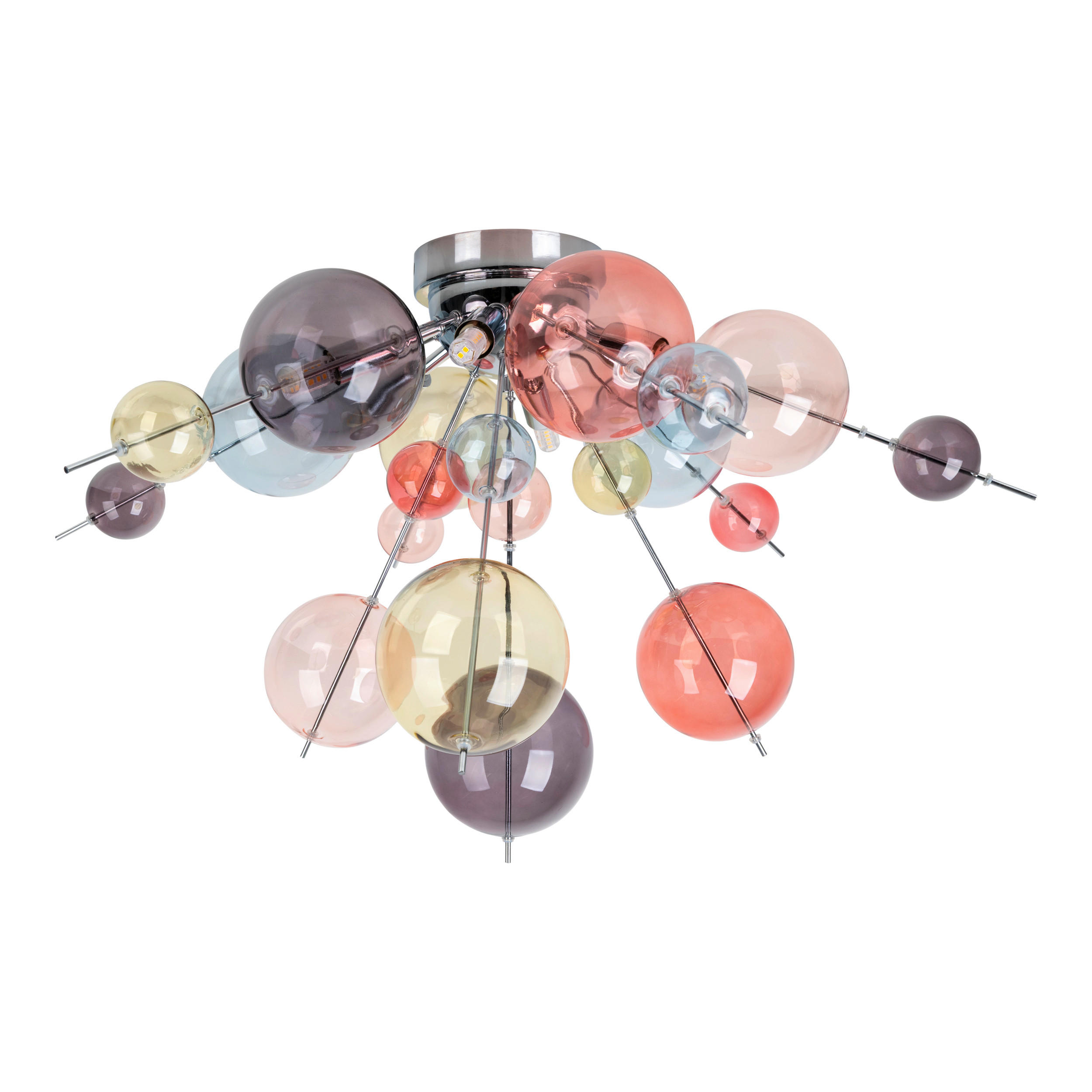 DECKENLEUCHTE  57/38 cm    - Chromfarben/Multicolor, Design, Glas/Metall (57/38cm) - Näve