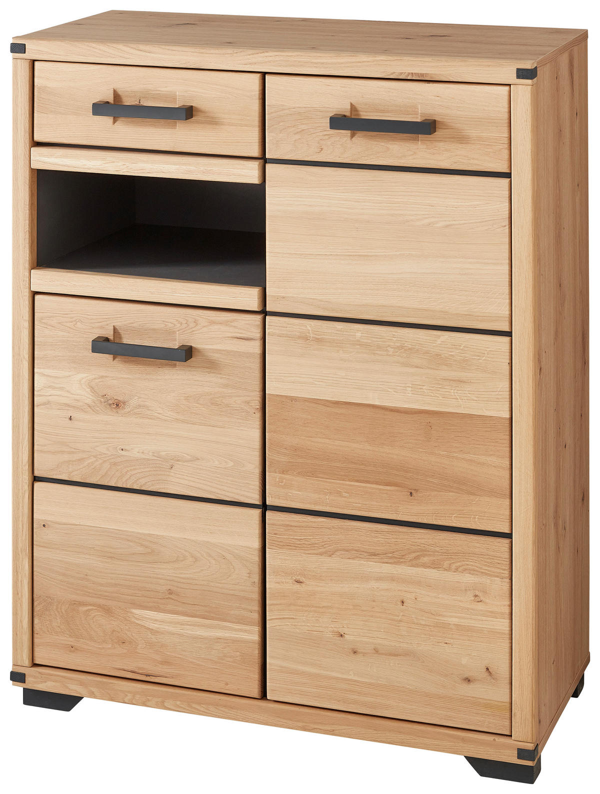 CIPŐSSZEKRÉNY 85,1/107/40,5 cm  - grafitszürke/Artisan tölgy, Natur, faalapú anyag/fém (85,1/107/40,5cm) - Linea Natura