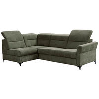 Ecksofa inkl. Funktionen Dunkelgrün Webstoff  - Dunkelgrün/Schwarz, KONVENTIONELL, Textil/Metall (177/272cm) - Stylife