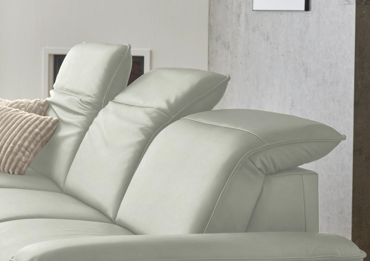 ECKSOFA  Echtleder Silberfarben  - Silberfarben/Schwarz, Design, Leder/Metall (169/307cm) - Beldomo Premium