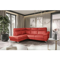 ECKSOFA  Lederlook Echtleder Rot  - Chromfarben/Rot, Design, Leder/Textil (194/242cm) - Livetastic