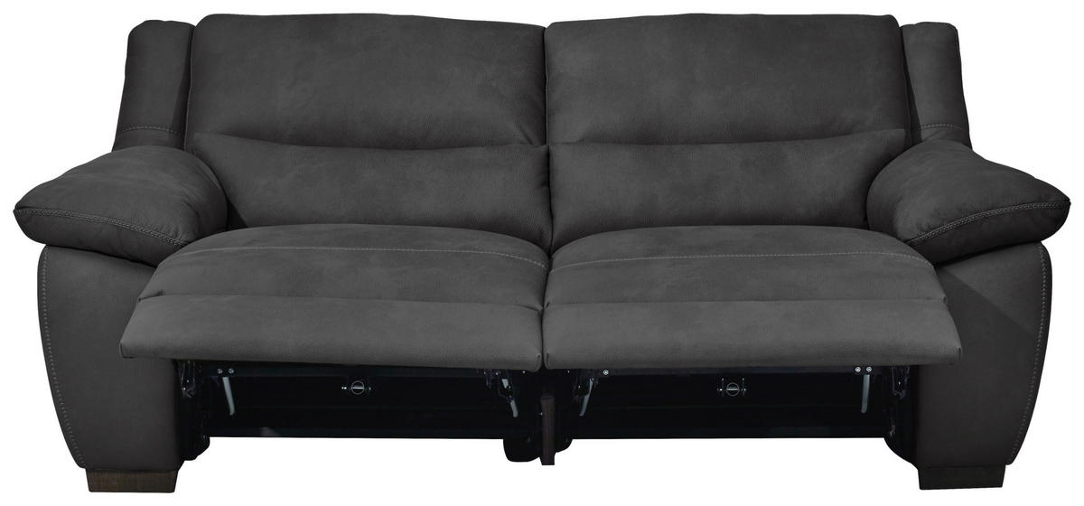 2,5-SITZER mit elektr.Funktion in Dunkelgrau  - Wengefarben/Dunkelgrau, Konventionell, Holz/Textil (210/96/99cm) - Livetastic