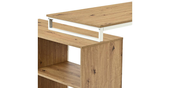 ECKSCHREIBTISCH 156/100/75 cm Silberfarben, Weiß, Eiche Artisan  - Silberfarben/Weiß, Design, Holzwerkstoff/Metall (156/100/75cm) - Carryhome