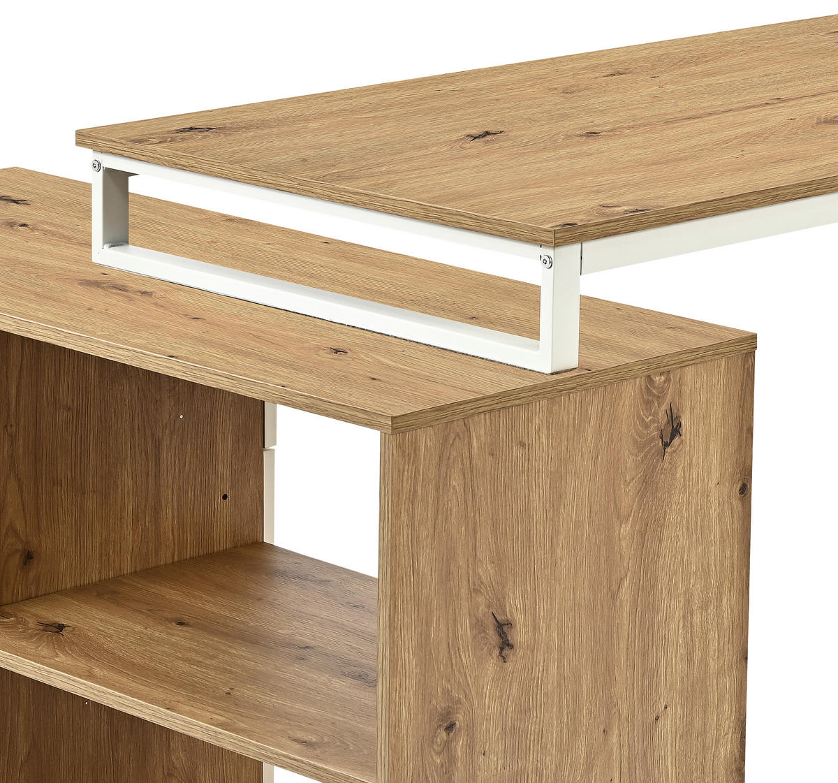 ECKSCHREIBTISCH 156/100/75 cm  in Silberfarben, Weiß, Eiche Artisan  - Silberfarben/Weiß, Design, Holzwerkstoff/Metall (156/100/75cm) - Carryhome